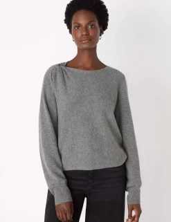 Pure Wool Textured Slash Neck Jumper