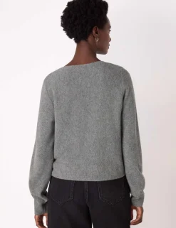 Pure Wool Textured Slash Neck Jumper