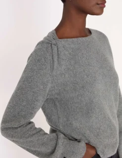 Pure Wool Textured Slash Neck Jumper