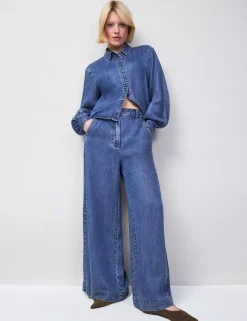Purre Lyocell Mid Rise Wide Leg Jeans