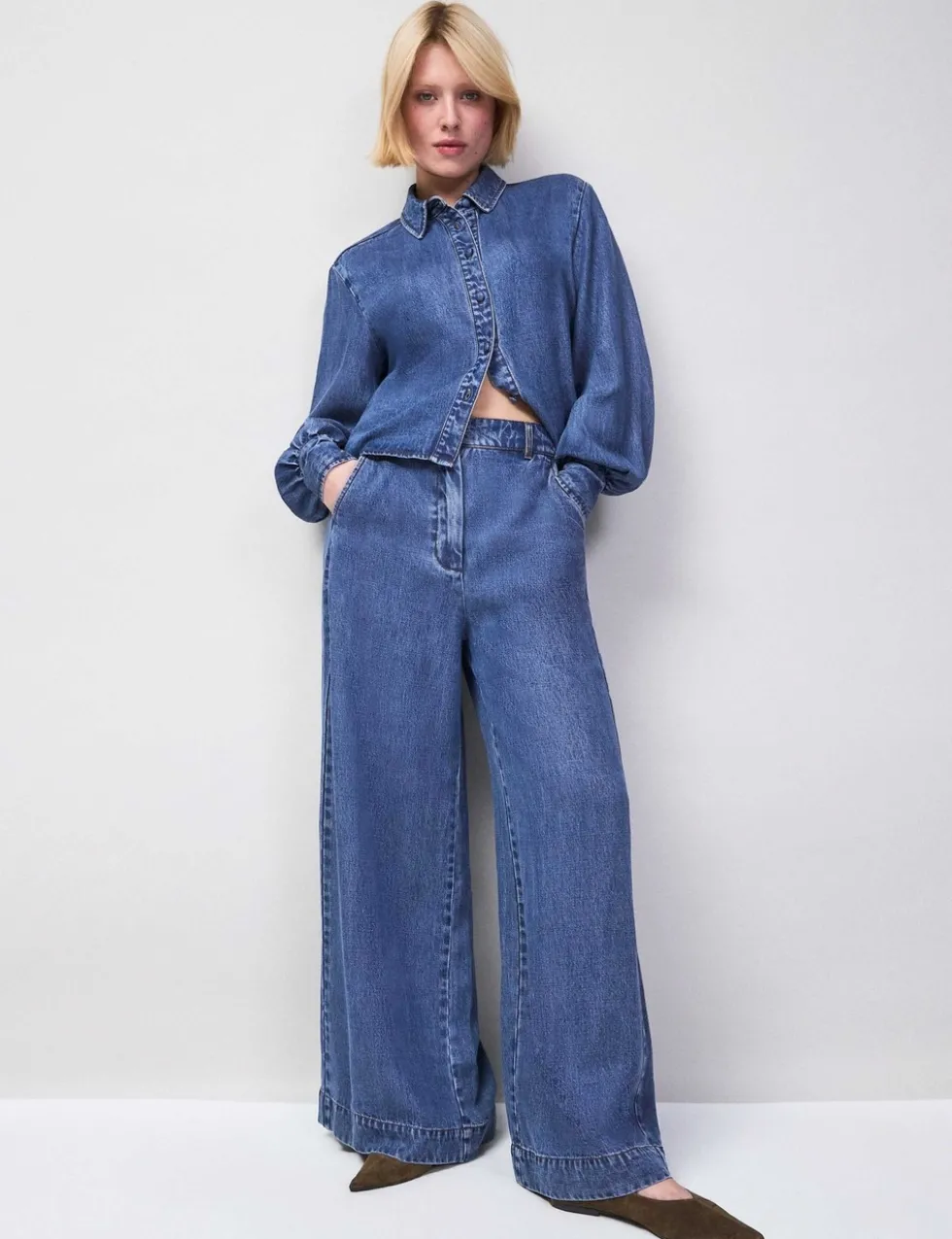 Purre Lyocell Mid Rise Wide Leg Jeans