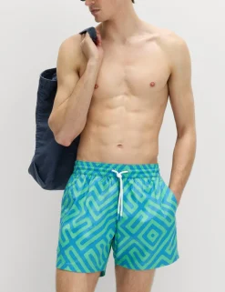 Quick Dry Geometric Print Swim Shorts