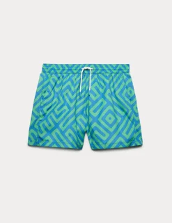 Quick Dry Geometric Print Swim Shorts