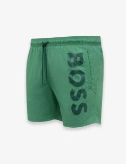 Quick Dry Pocketed Logo Graphic Swim Shorts