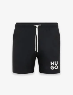 Quick Dry Pocketed Logo Graphic Swim Shorts