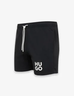 Quick Dry Pocketed Logo Graphic Swim Shorts