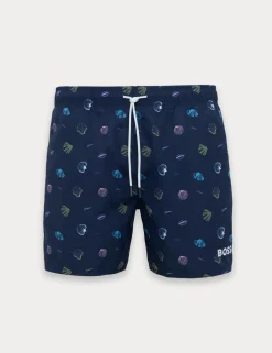 Quick Dry Pocketed Striped Swim Shorts