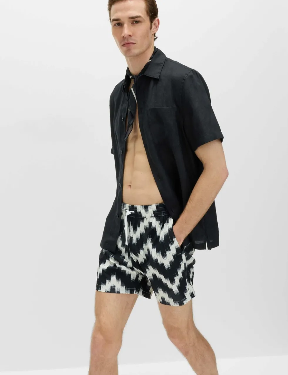 Quick Dry Textured Printed Swim Shorts