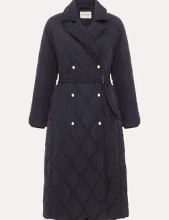 Quilted Collared Belted Longline Coat