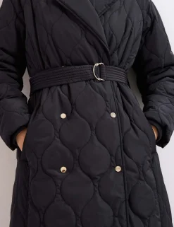 Quilted Collared Belted Longline Coat