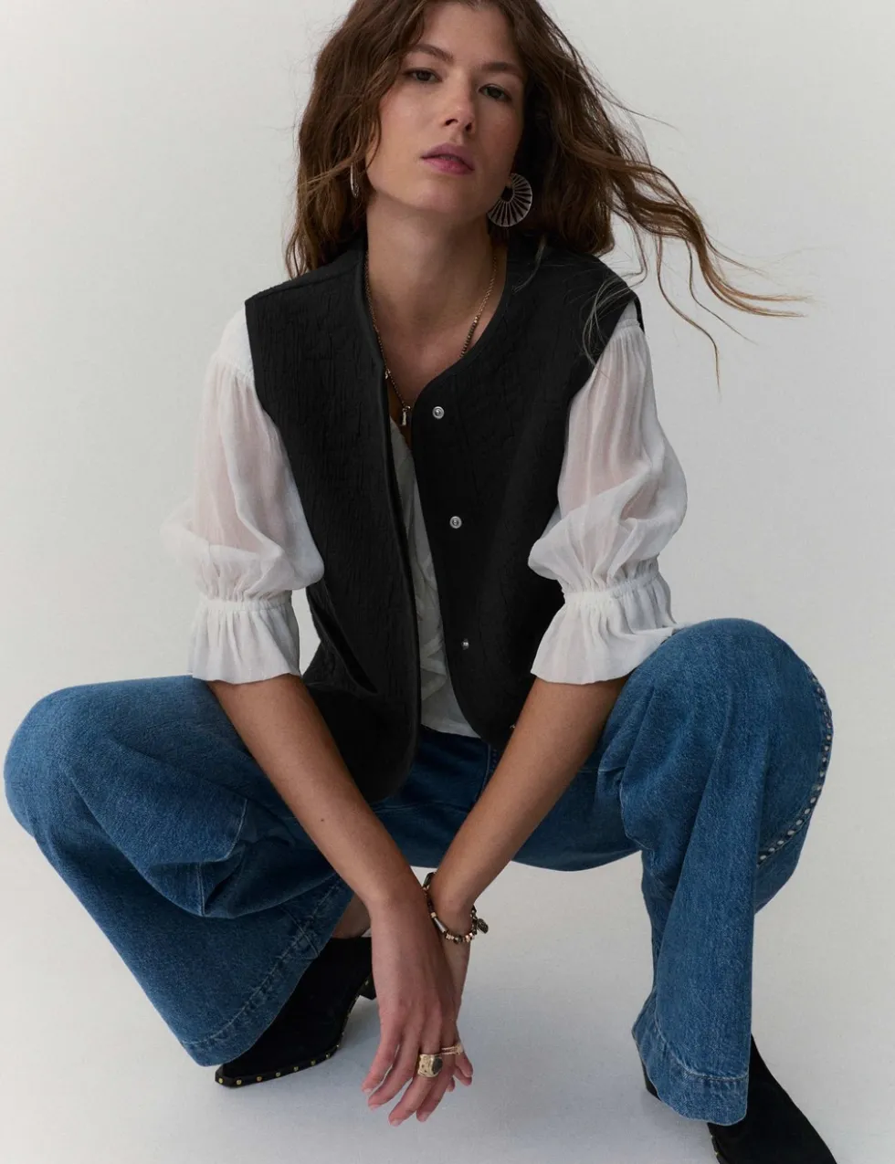 Quilted Collarless Gilet