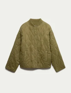 Quilted Waisted Bomber Jacket