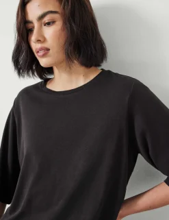 Reece Cotton Rich Crew Neck Drapey T-Shirt
