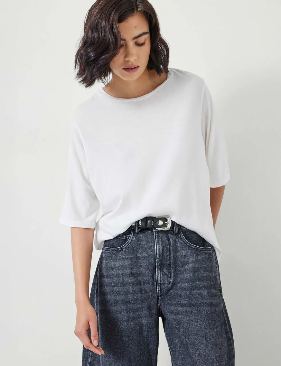 Reece Cotton Rich Crew Neck Drapey T-Shirt