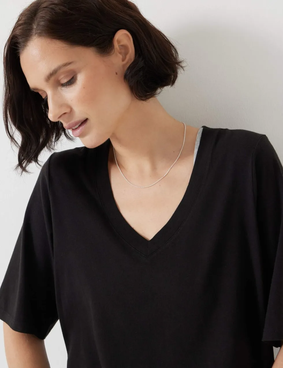 Reece Cotton Rich V-Neck Drapey T-Shirt
