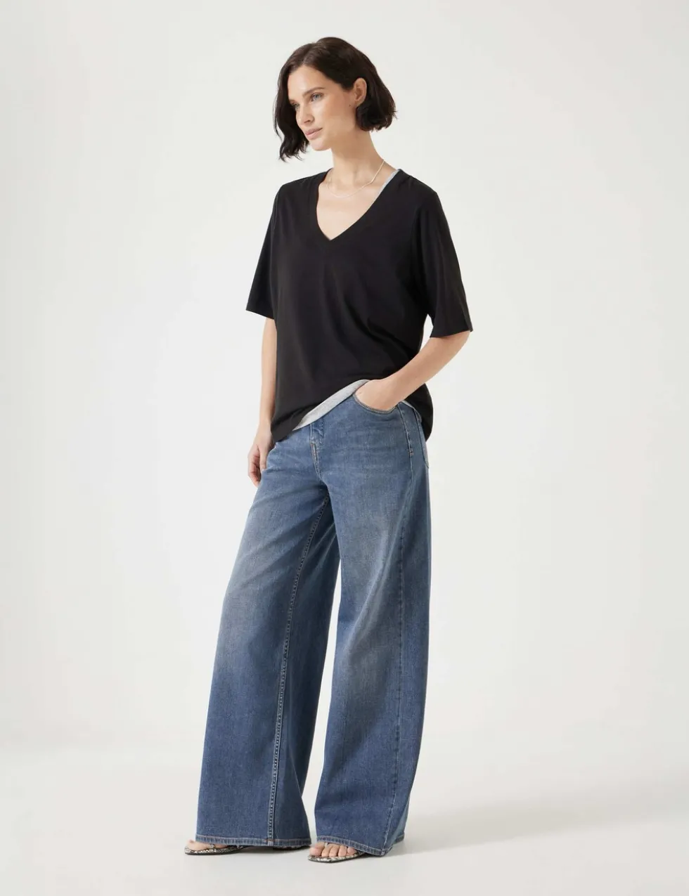 Reece Cotton Rich V-Neck Drapey T-Shirt