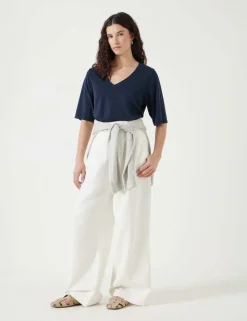 Reece Cotton Rich V-Neck Drapey T-Shirt