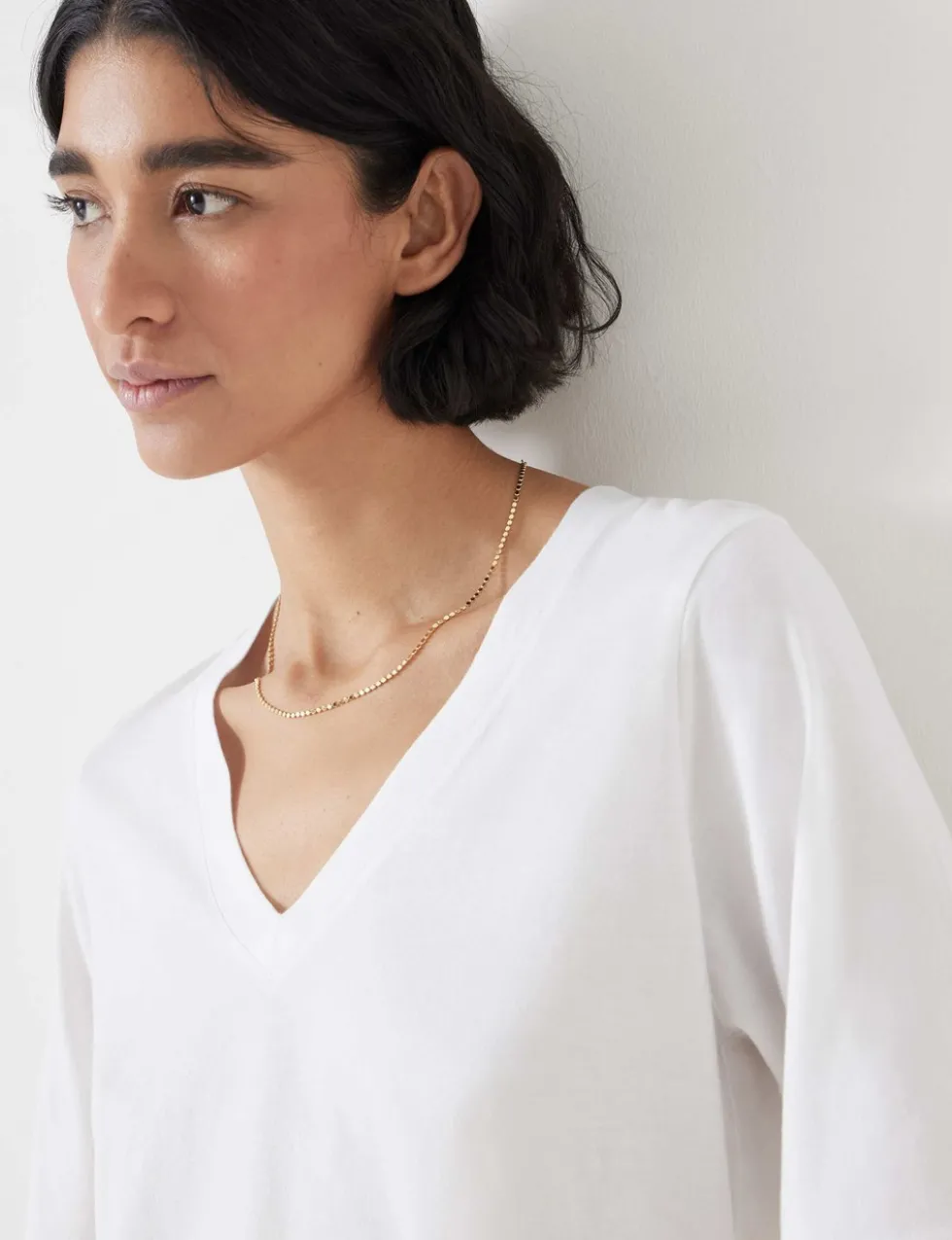 Reece Cotton Rich V-Neck Drapey T-Shirt
