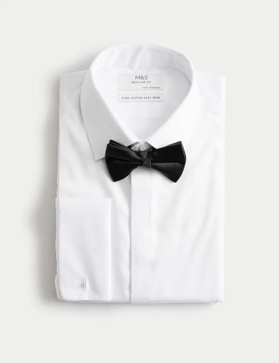 Regular Fit 2 Inch Shorter Luxury Cotton Shirt with Bow Tie
