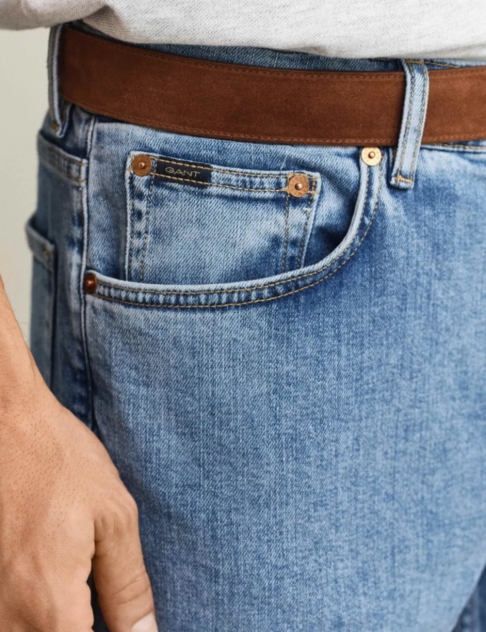 Regular Fit Clean Wash 5 Pocket Jeans