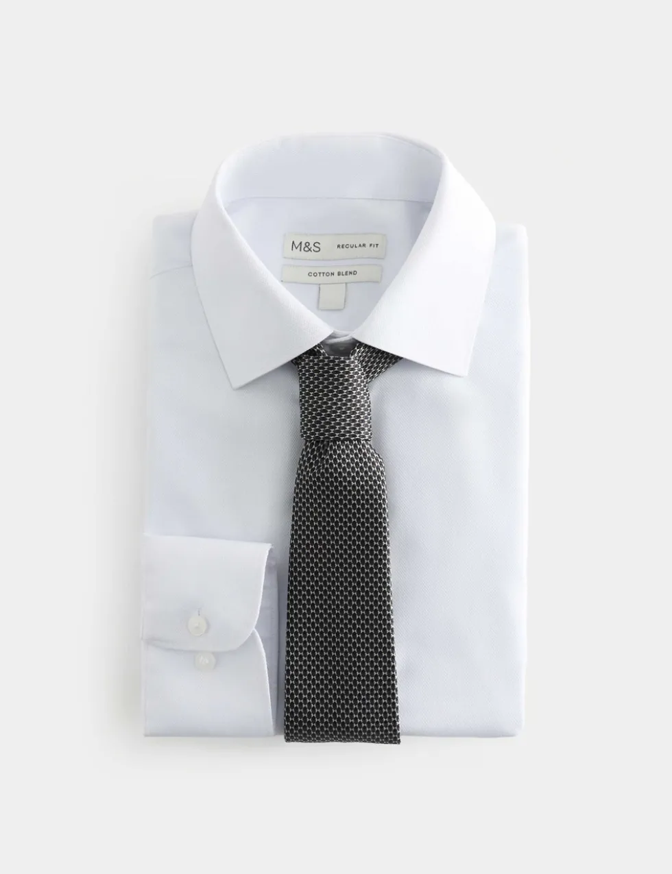 Regular Fit Cotton Blend Shirt & Tie Set