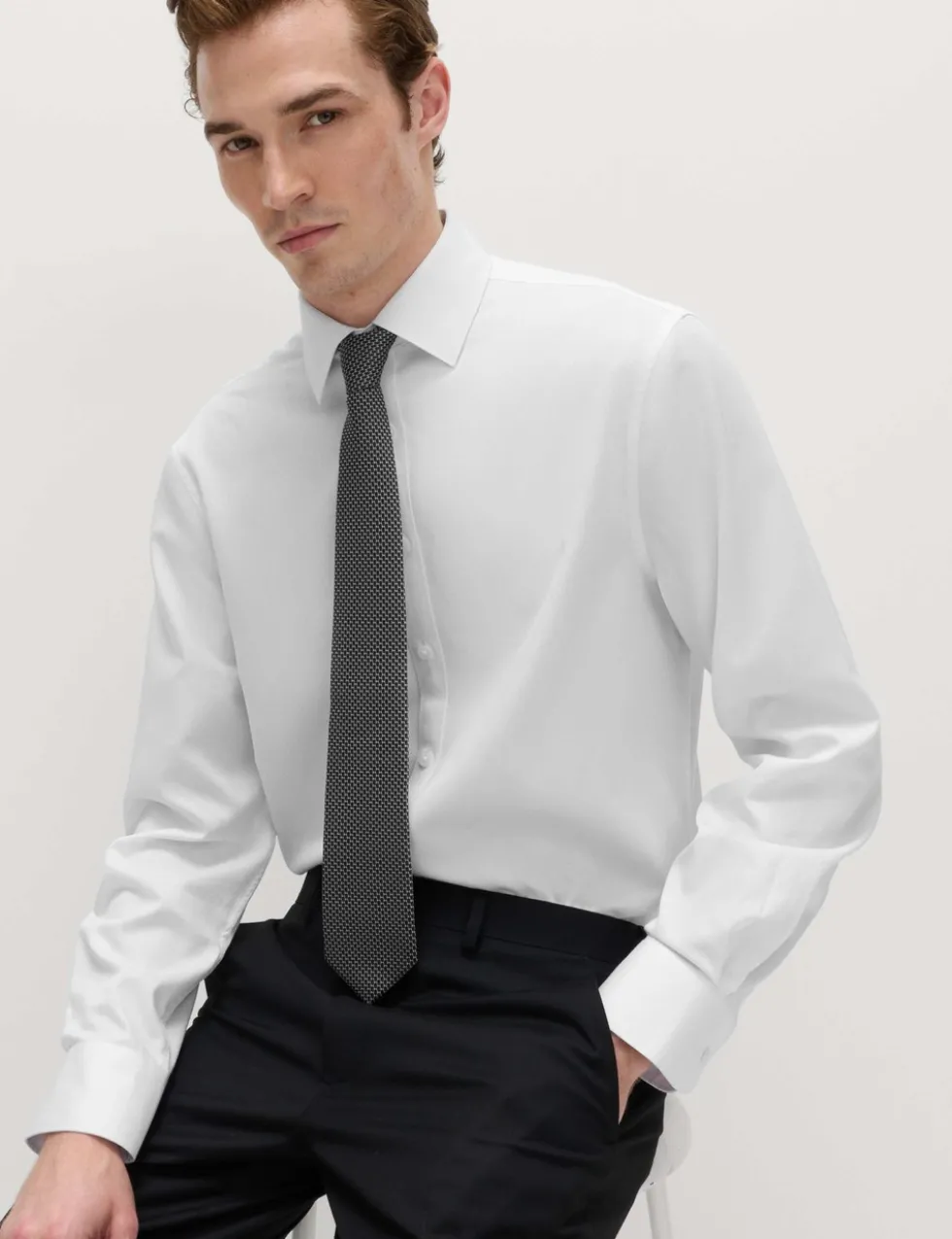 Regular Fit Cotton Blend Shirt & Tie Set