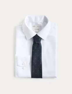 Regular Fit Cotton Blend Shirt & Tie Set