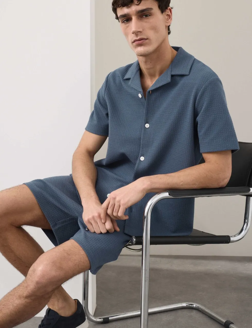 Regular Fit Cotton Blend Textured Shirt