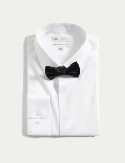 Regular Fit Cotton Dress Shirt with Bow Tie