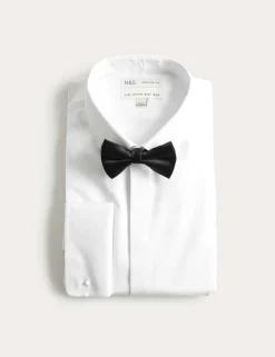 Regular Fit Cotton Dress Shirt with Bow Tie