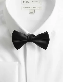 Regular Fit Cotton Dress Shirt with Bow Tie