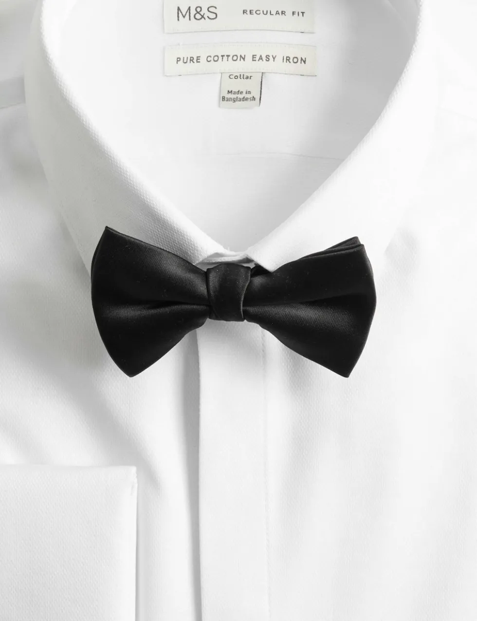 Regular Fit Cotton Dress Shirt with Bow Tie