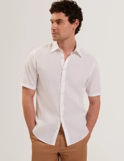 Regular Fit Cotton Linen Blend Shirt