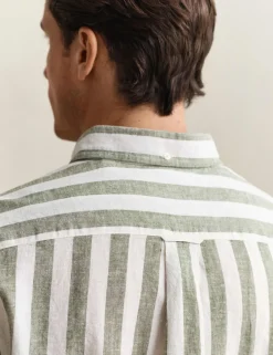 Regular Fit Cotton Linen Striped Shirt