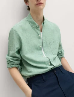 Regular Fit Cotton Linen Blend Shirt