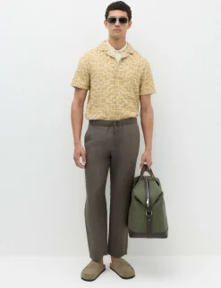 Regular Fit Cotton Rich Geometric Short Sleeve Shirt