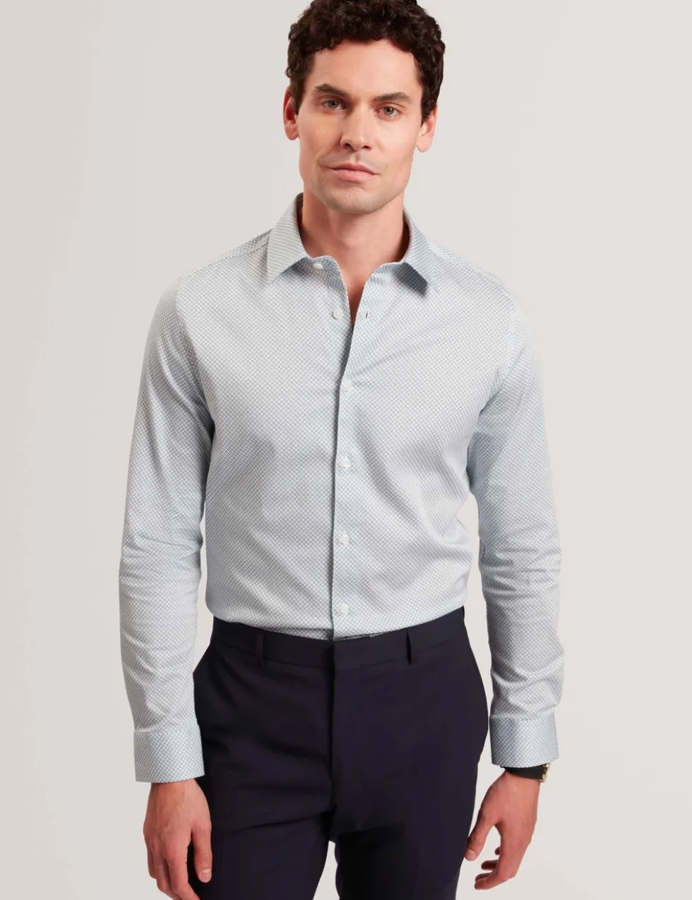 Regular Fit Cotton Rich Geometric Luxury Shirt
