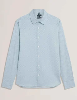 Regular Fit Cotton Rich Geometric Luxury Shirt
