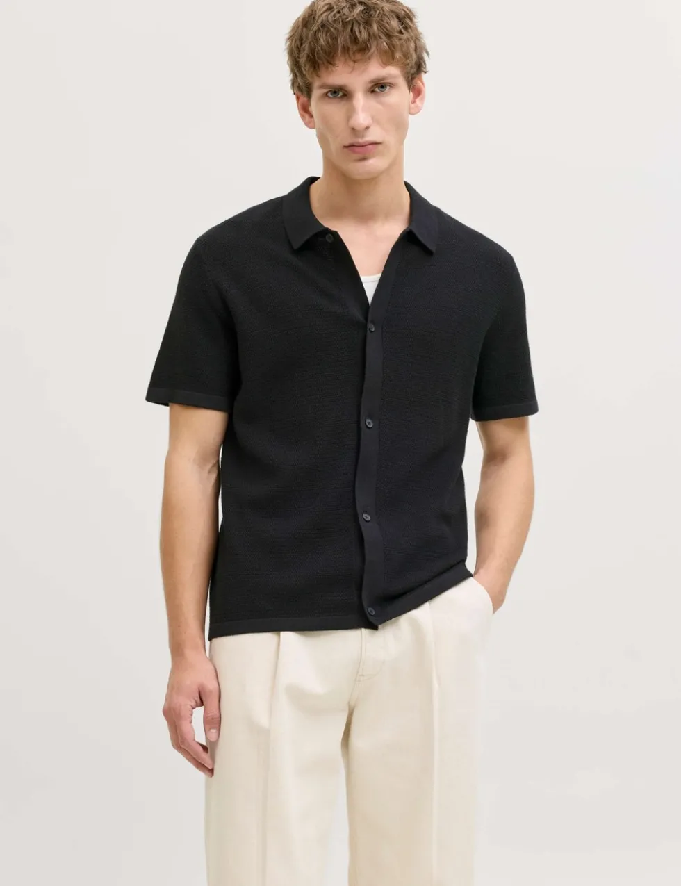Regular Fit Cotton Rich Knitted Short Sleeve Shirt