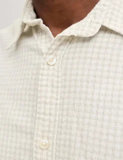 Regular Fit Cotton Rich Seersucker Checked Shirt