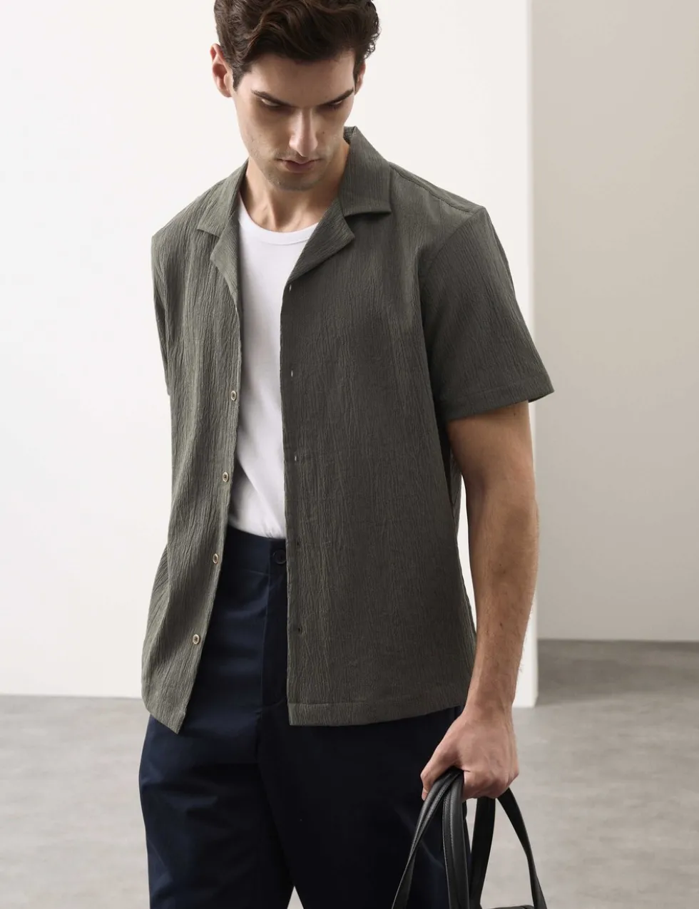 Regular Fit Crinkle Seersucker Shirt