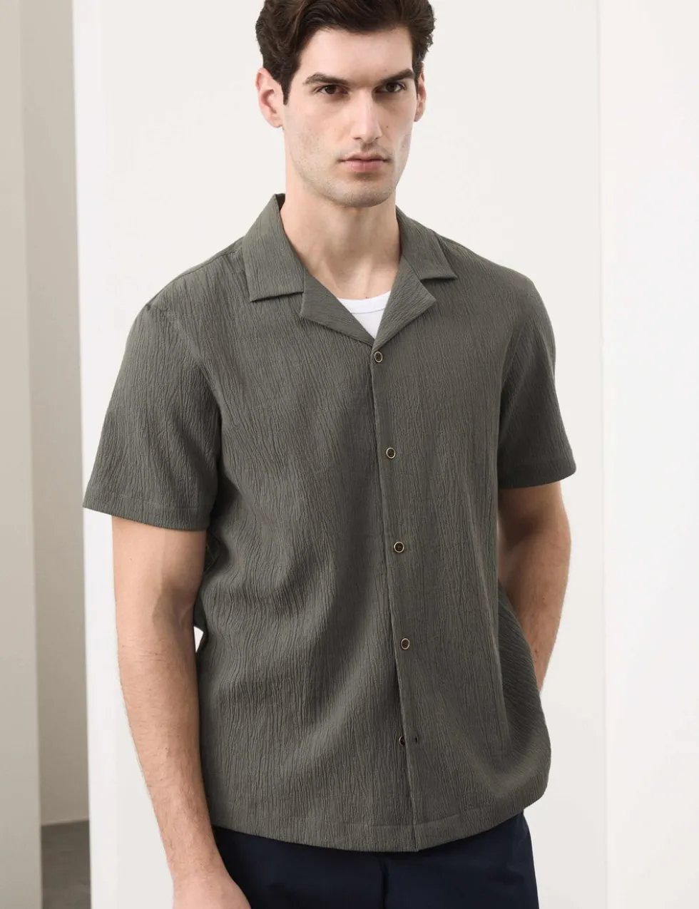 Regular Fit Crinkle Seersucker Shirt