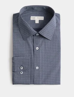 Regular Fit Easy Iron Cotton Blend Shirt