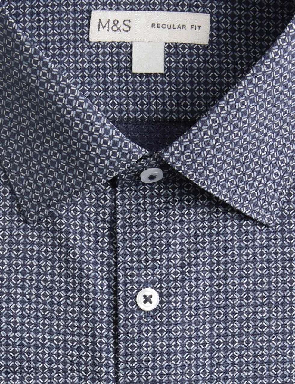 Regular Fit Easy Iron Cotton Blend Shirt