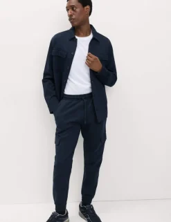 Regular Fit Herringbone Cargo Joggers