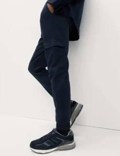 Regular Fit Herringbone Cargo Joggers