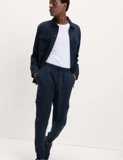 Regular Fit Herringbone Cargo Joggers