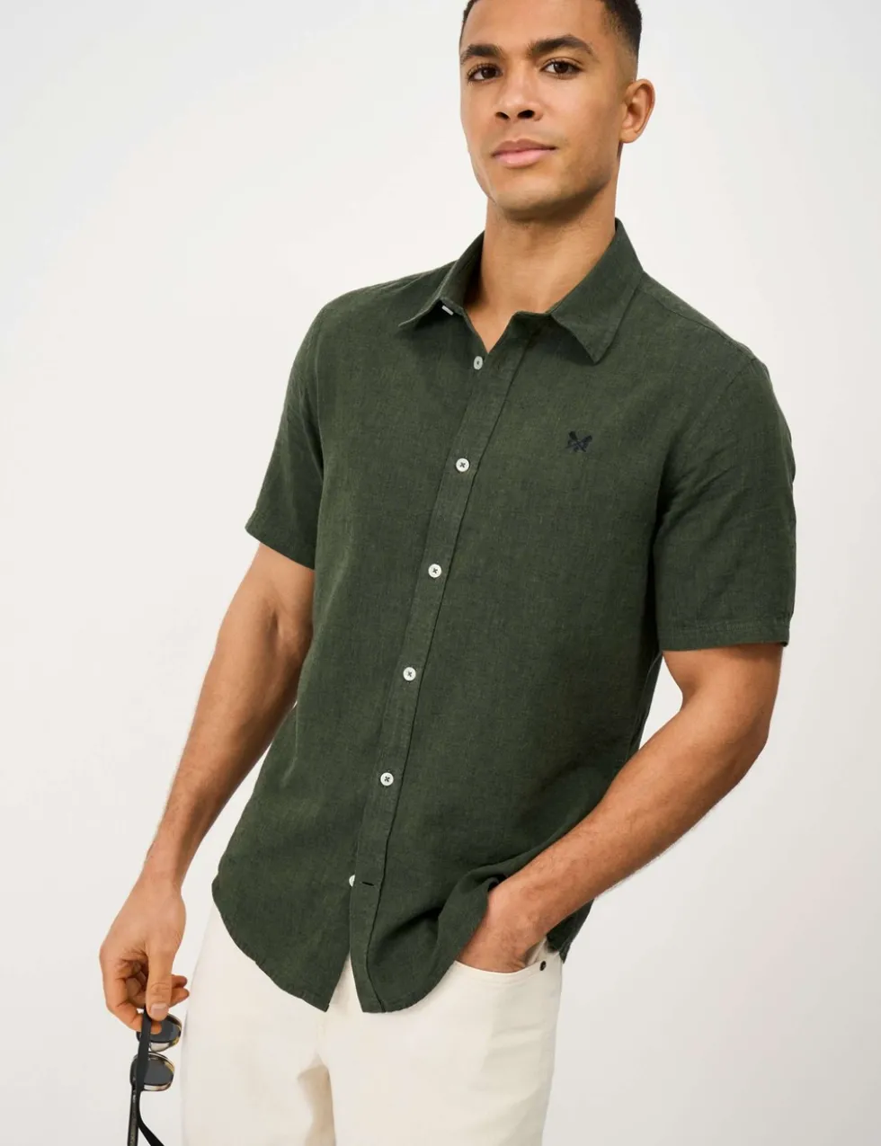 Regular Fit Linen and Cotton Short Sleeve Shirt