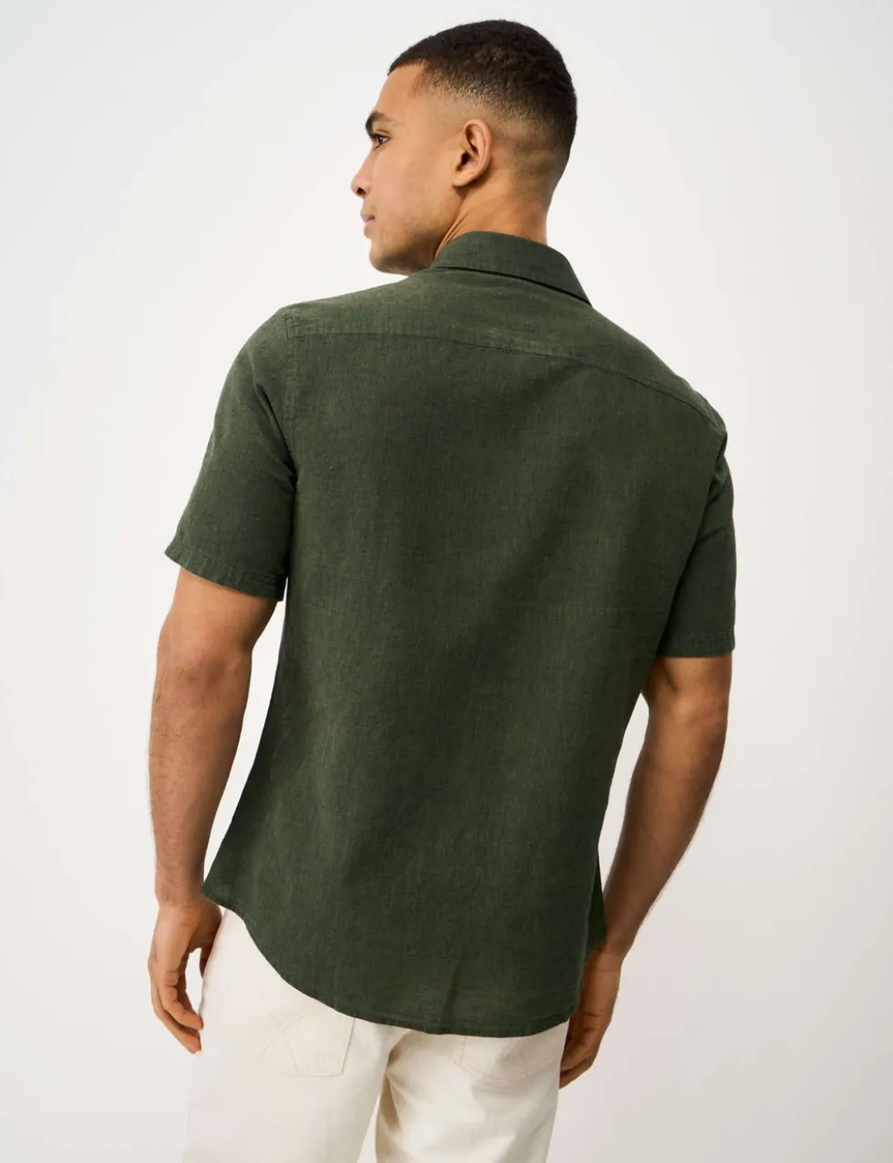 Regular Fit Linen and Cotton Short Sleeve Shirt