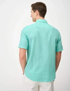 Regular Fit Linen and Cotton Short Sleeve Shirt